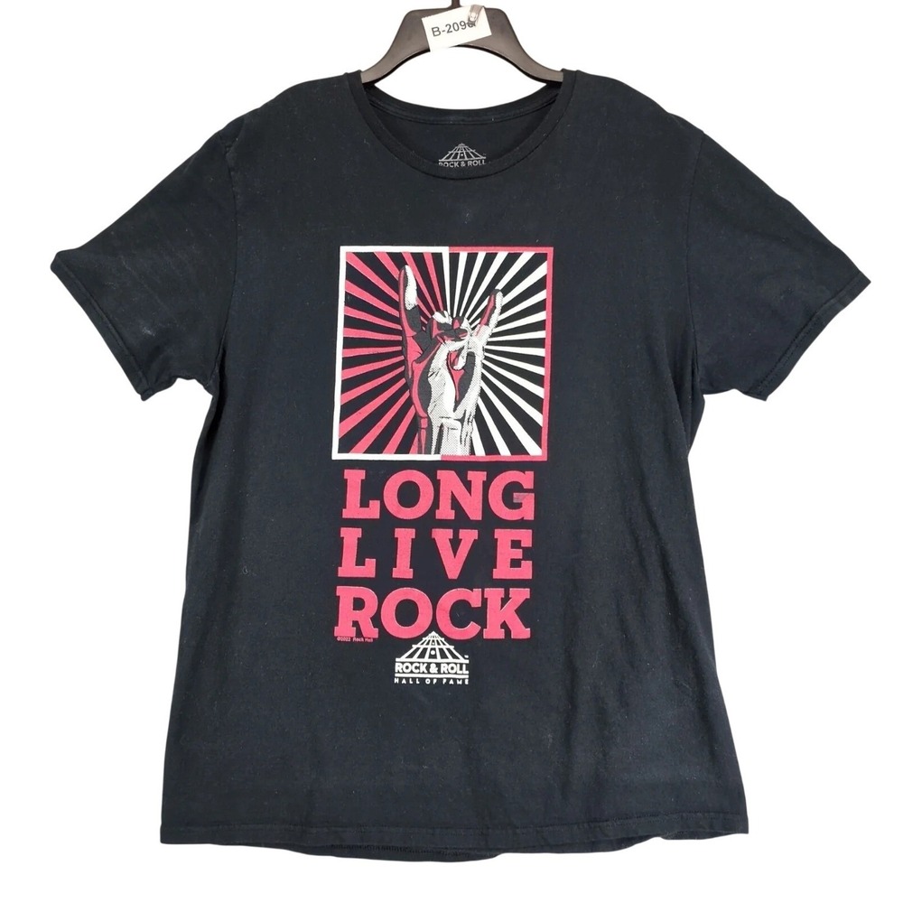 Rock & Roll Hall of Fame Long Live Rock Black T-Shirt Mens L Graphic Music Punk